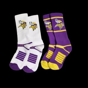 Minnesota Vikings Purple and White Crew Socks